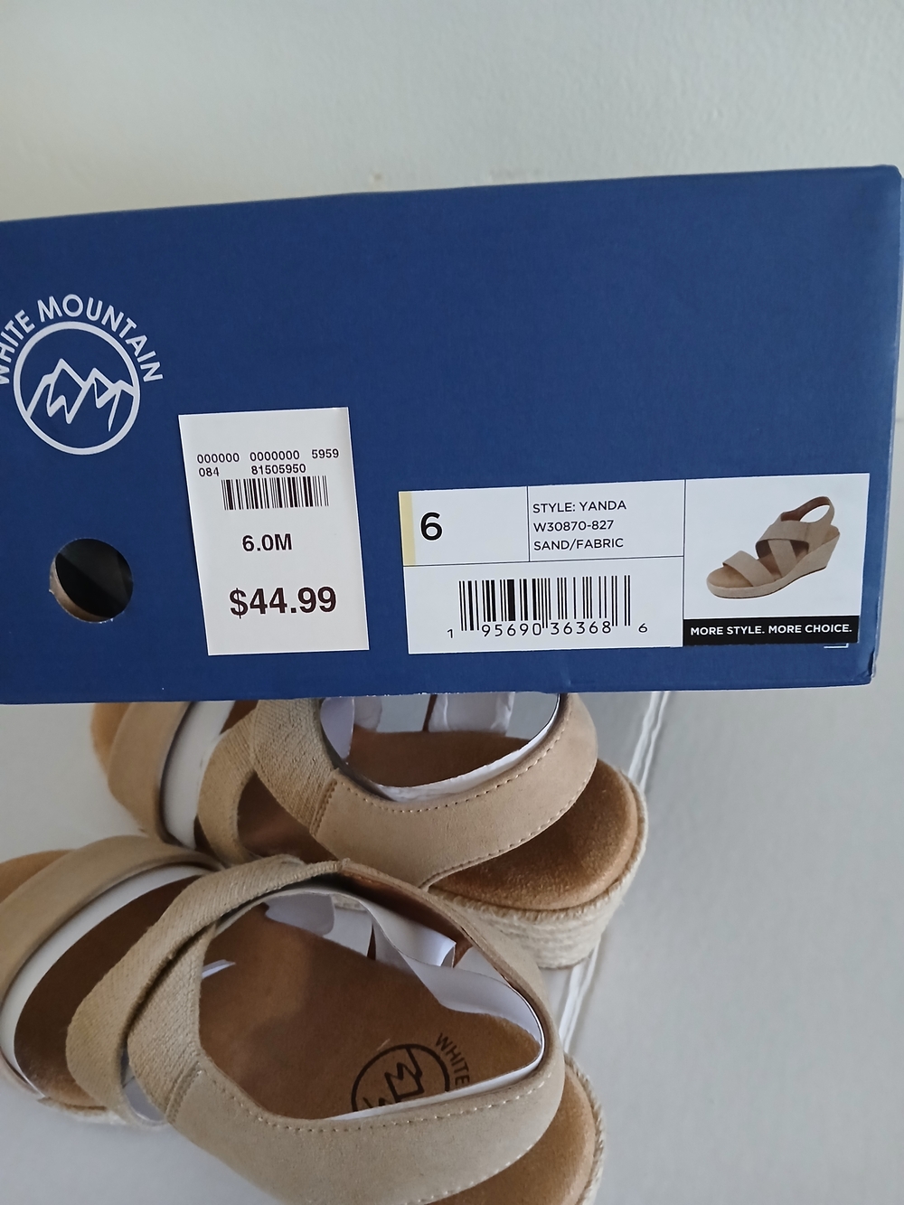 White Mountain Beige Espadrille Wedge Sandals Size 6 New $40 - Picture 7 of 9